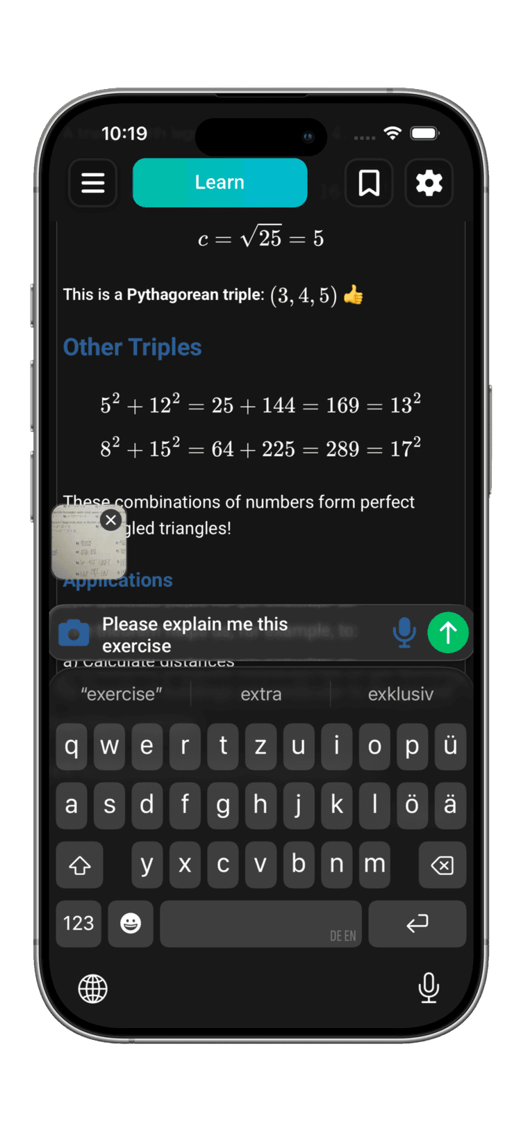 Learn mode screenshot