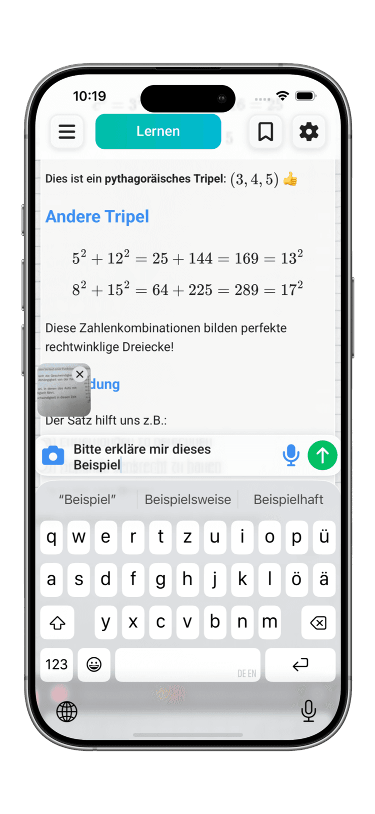 Lernen mode screenshot