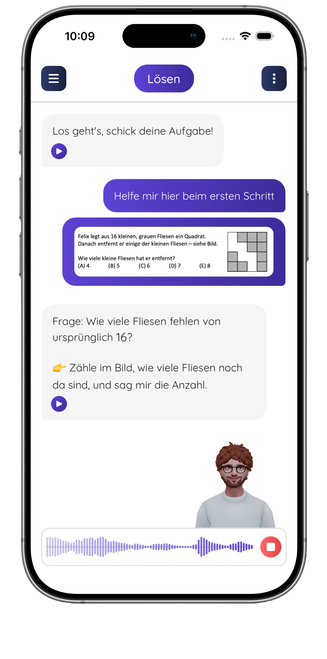 Mathion App — Lernchat mit Tom